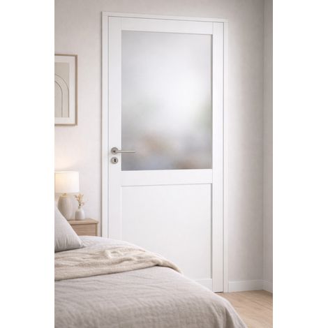 Bloc Porte Athena Blanc H204 X L83 Cm Côte Tableau P.droit,poignee Pomerol Gd Menuiseries