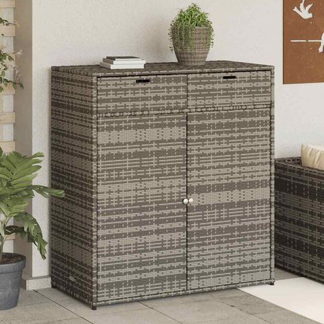 Gartenschrank Grau 105x55x113 cm Poly Rattan