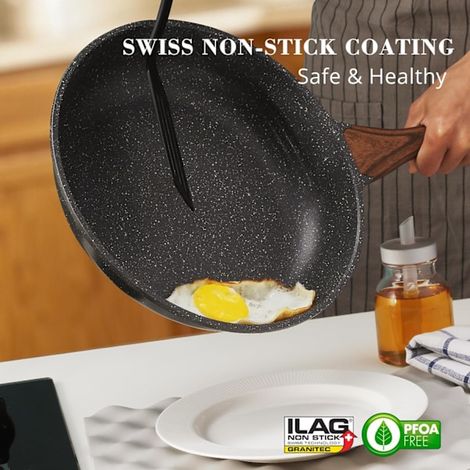Poêle à frire 28 cm antiadhésive en pierre PFOA omelettes saine (1/4)