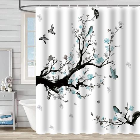 Rideau de douche - Rideau de douche imperméable de haute qualité - Luxueux et pratique - Accessoires de salle de bain - 150 x 180 cm - Motif floral (1/5)