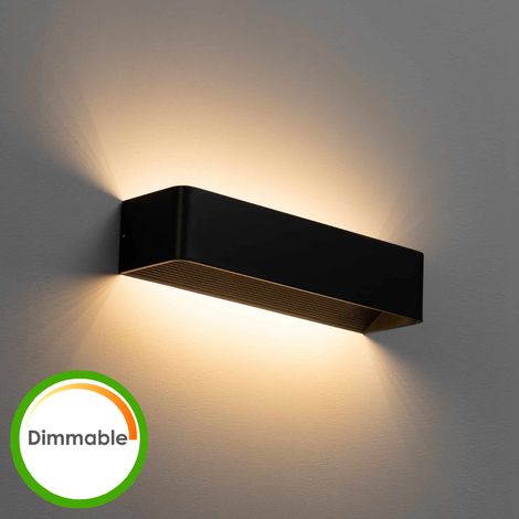 Dimmbare 12W LED-Wandleuchte kompatibel mit Dimmschalter - schwarz 37 cm - Quadra