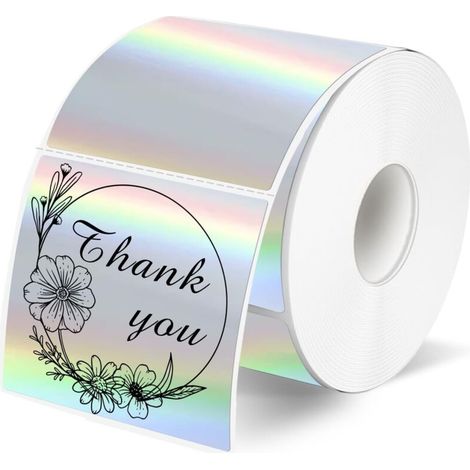 Two rolls, 280 sheets of 5 x 5 cm square silver thermal labels (1/5)