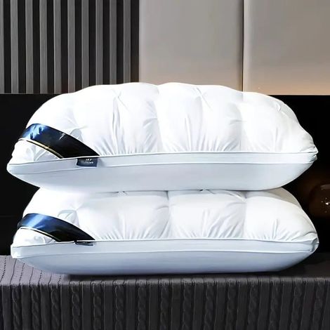 Lot de 2 oreillers d'hôtel 48 x 74 cm, oreillers de sommeil avec soutien cervical, haute densité, hypoallergéniques, lavables en machine-AquaForge