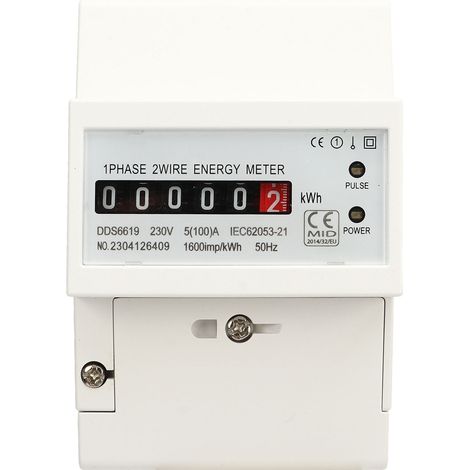 Compteur d'électricité monophasé sur rail DIN, wattmètre, compteur d'énergie, moniteur de consommation électrique 230 V 5 (100) A-AquaForge (1/5)