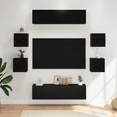 vidaXL Ensemble meuble TV 8 pcs 120 x 30 x 30 cm Chêne noir (1/5)