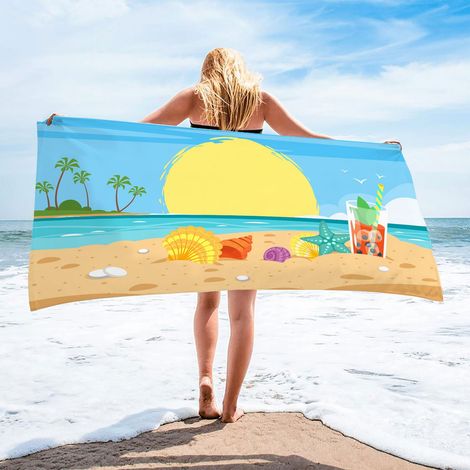 Serviette De Plage - Microfibre Légère 150 x 75 cm - Absorbante Rapide Séchage Sans Sable - Pour Plage Piscine Camping Voyage Yoga - 1 Pièce (1/4)