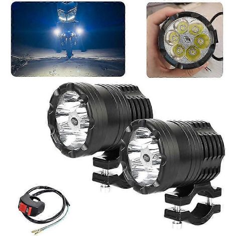 Phares LED additionnels pour moto, feux de brouillard, feux de route/croisement/stroboscope, projecteurs avant auxiliaires, feux clignotants ronds longue portée (1/4)