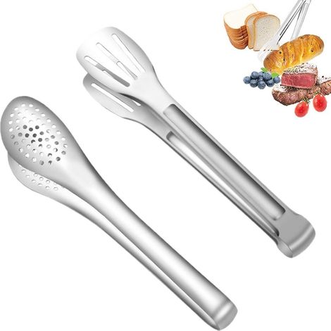 Grillzange – 2er-Set – Küchenzange – Grillzubehör – Salatzange – Küchenzange aus Edelstahl – Kochen und Backen – Grillzange – Grillbesteck-Set – Edelstahlzange – 23 cm – Zum Servieren und Kochen