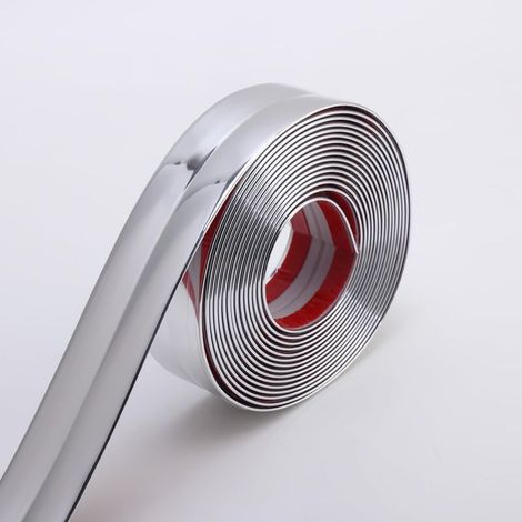 Profilé mural argenté brillant multi-usages, cornière et joint d'étanchéité pour bords de table, cadres de porte et plinthes, 5 m x 2 cm (1/5)