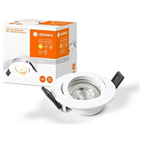 Ledvance – Spot encastrable GU10 4.5W blanc chaud – Ampoule incluse – Système Twistlock pour remplacement facile – IP20 pour intérieur (1/5)