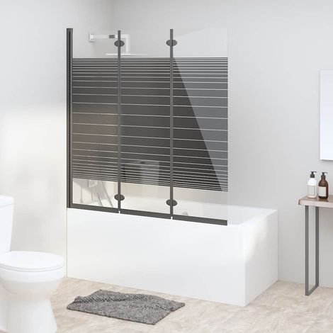 Cabine de douche pliable 3 panneaux Parois de douche - 130x130 cm ESG Noir BV236602 - BonneVie (1/5)