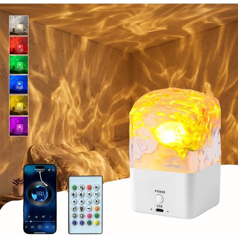LED Wasserwellen-Projektor Lampe, 16 Farben Stimmungslicht mit Fernbedienung, Wiederaufladbare Dekorationslampe für Schlafzimmer (1/5)