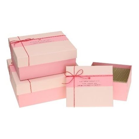 Scatola rettangolare con 3 rosette rosa