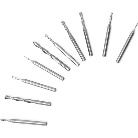 10-teiliger Fräser, Hartmetallkugelkopf, Spiralfräser, Gravierwerkzeug, 1,0–3,175 mm (1/5)