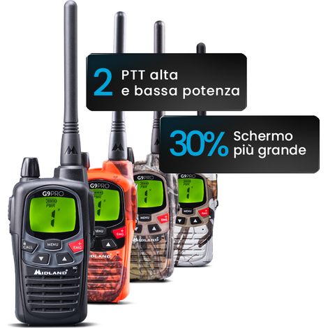 MIDLAND G9 PRO Radio Ricetrasmittente DUAL BAND PMR446/ LPD Versione 2022-2023 – col. CAMO (1/3)