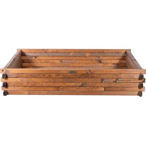 Letto rialzato in legno 120x80x24cm Greenspot - Letto rialzato per erbe aromatiche, fiori, ortaggi - Fioriera in legno impregnato - Palissandro (1/5)