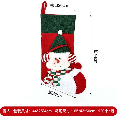 Chaussettes de Noël, décorations de cheminée, sacs cadeaux, chaussettes tricotées rouges et vertes, ornements, sachets de bonbons, décorations de scène, petits cadeaux.