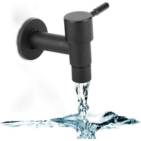 G1/2in Edelstahl schwarz einzigen kalten Wasserhahn Mopp Pool Wasserhahn Waschmaschine Wand montiert Balkon Tap MEHRWEG VERPAKUNG(1) (1/5)