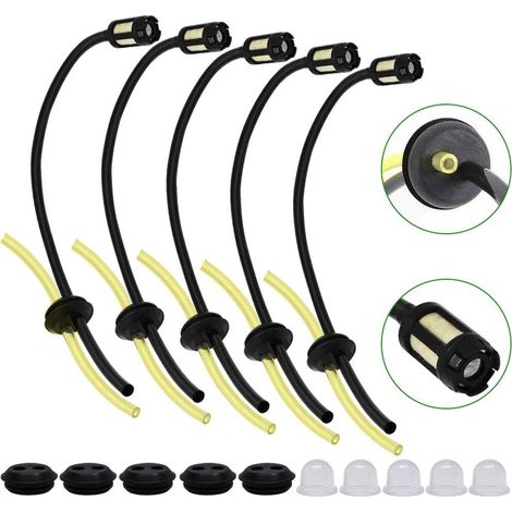 5 PCS Universal Petrol Strimmer Fuel Line Lawnmower Fuel Pipe Hose Assy Fuel Filter Tube Remplacement avec filtre de réservoir, ampoule d'amorçage (1/5)