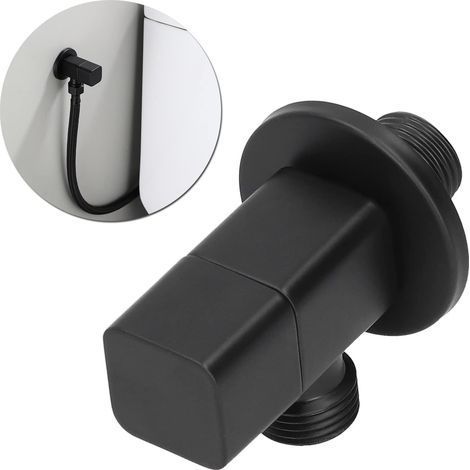 Vanne d'Angle de Robinet, Soupape d'Angle G1/2 Soupape d'Arrêt d'Eau de Mélangeur Noir pour l'Alimentation Des Toilettes de Salle de Bain à Maison (1/5)