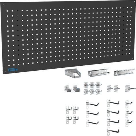 Güde Lochwand GL 1200 Eco Line 1200 x 600 mm Lochmatrix 9 x 9 mm 38 x 38 mm Stanzung 28-tlg. Werkzeughalter-Set (1/5)