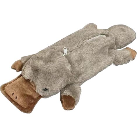Trousse à crayons en peluche, jolie pochette à fermeture éclair, sac à cosmétiques, sac à crayons en peluche Animal, sac à stylos pour enfants, Ornithorynque (1/5)