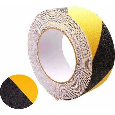 10M X 5CM Premium Noir-Jaune Ruban Adhésif Antidérapant, Bande Sécurité Antidérapant, pour Intérieur et Extérieur Escaliers (1/5)