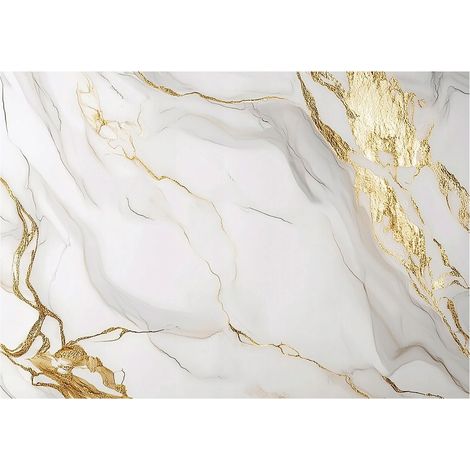 Papier peint mural marbre blanc or intissé grand format design intérieur salon chambre pas cher 400x280 cm