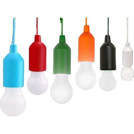 Lampadina Led Batteria Luce Fredda Portatile Colorata Cordoncino Accensione (1/5)