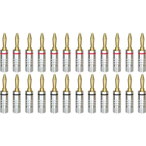 12 Paar 24K vergoldete Bananenstecker mit Schraubverriegelung für Lautsprecherkabel, Wanddosen, Audio-/Video-Receiver, Audiosysteme, Heimkino und mehr. (1/5)