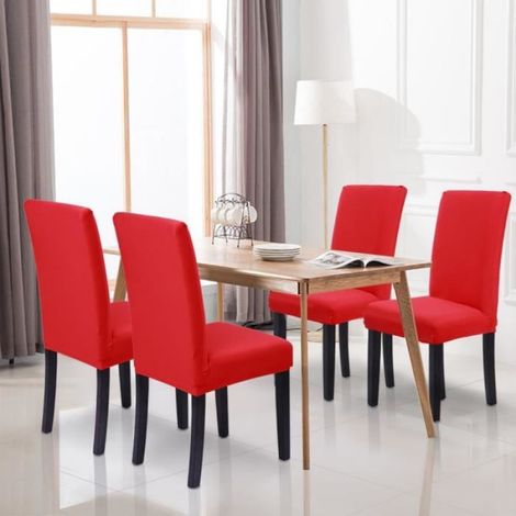 Housse de Chaise 6 pièces pour Salle à Manger Restaurant Hôtel Revêtement de Chaise Extensible Lavable Amovible Couvre-chaises (1/4)