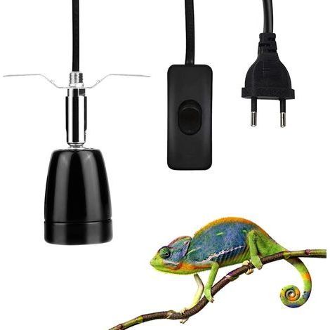 1 Support De Lampe Chauffante, Douille E27 Orientable 360°, Interrupteur Intégré, Pour Reptile, Tortue, Lézard (1/5)
