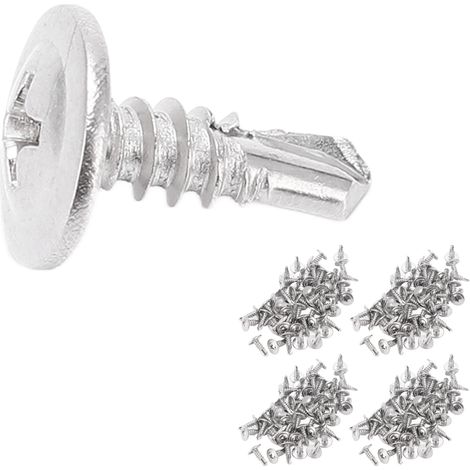 Vis autoperceuses inox M4,2x13 tête ronde à embase, lot de 200 pièces, kit de fixation complet (1/5)