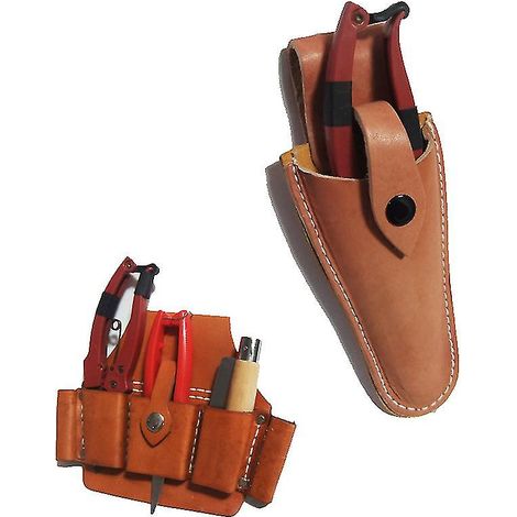 Étui en cuir pour sécateur, sécateur à main en cuir, pince de jardin, porte-ciseaux avec bouton-pression, étui pour sécateur 1 pièce, marron Zinuo Bout-AquaForge (1/2)