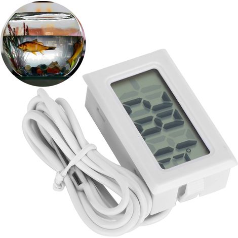 Thermomètre Électronique Numérique Intérieur Extérieur avec Sonde Étanche pour Aquarium Blanc - Livré avec Piles (1/5)