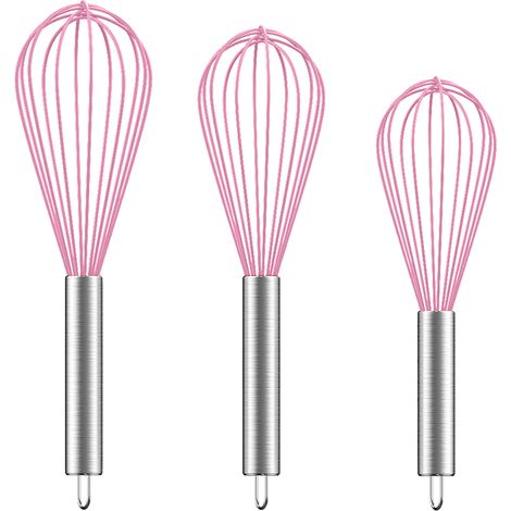 Fouet En Silicone - Acier Inoxydable - Pour Cuisine Et Pâtisserie - Lot De 3 Tailles (1/5)