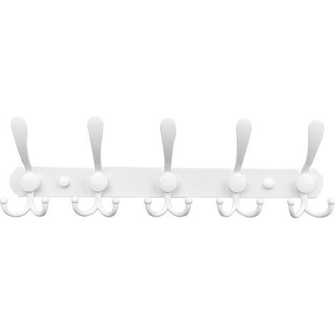 Stainless Steel Wall-Mounted Coat Rack, Wall-Mounted Coat Hooks for Coats, Towels, and Bathrobes (White, 15 Hooks, 1 pc) (1/5)
