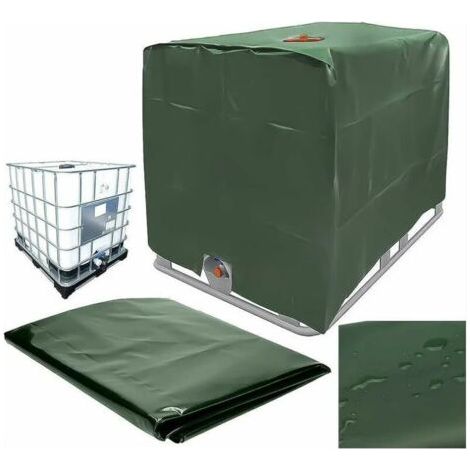 royaluxe-Bâche de réservoir d'eau, Bâche Couverture Réservoir IBC pour Cuve 1000L, Capôt de Protection Container Citerne Eau, Anti-poussière Anti-UV Anti-Pluie, 120x100x116cm (vert) - RWRécupérateur d