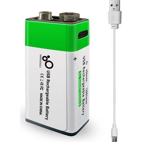 VURAHOME - Port De Type C Rechargeable 9V Lithium Battery 650Mah Tension Constante De Haute Capacite Recharge Rapide Utilite Respectueuse De L'Environnement Batterie Reutilisable Pour La Guitare De Mi (1/5)