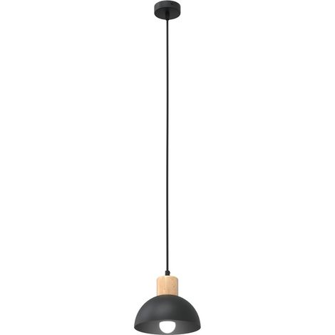 Suspension scandinave noire bois E27 15W Seco Emibig (1/5)