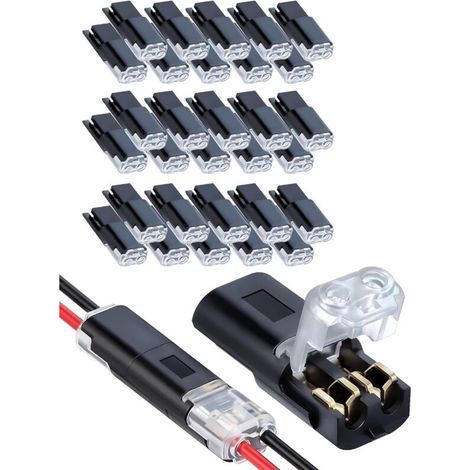 Lot de 30 connecteurs rapides à double câble – Connecteurs 2 broches basse tension avec verrouillage, pour ruban LED, sans dénudage ni soudure, compacts et faciles à utiliser (1/5)