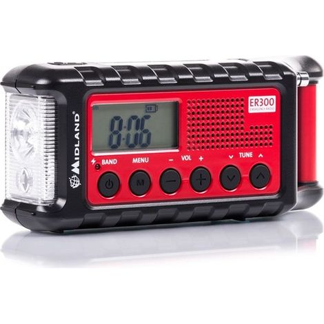 Linterna Midland ER300 PowerBank Radio de emergencia AM/FM con dinamo solar USB (1/5)