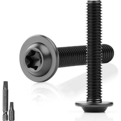 Lot de 25 vis à tête bombée - Noir - M6 x 35 mm - Vis à tête plate avec bride - Vis Torx 304 en acier inoxydable avec rondelle A2 V2A - Filetage complet - Avec 2 clés Torx T30 - Pour échafaudage en (1/5)
