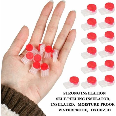 100 conectores de cable a conectores de empalme rápido UR2, abrazaderas impermeables con botón (3 orificios rojos) (1/2)