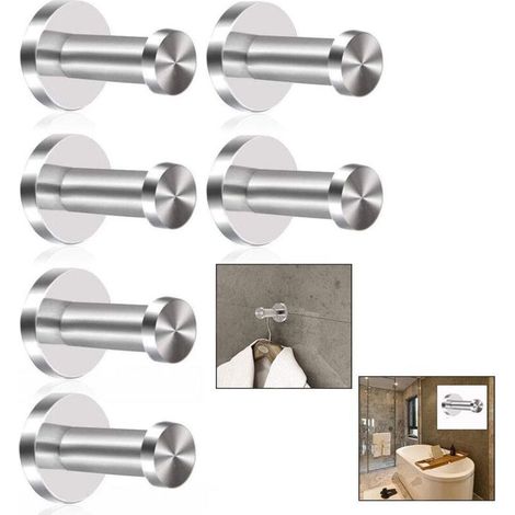 10pcs wall mounted robe hook, stainless steel bathroom hooks, brushed robe hook, wall mounted robe hook, chrome finish, round base (1/5)