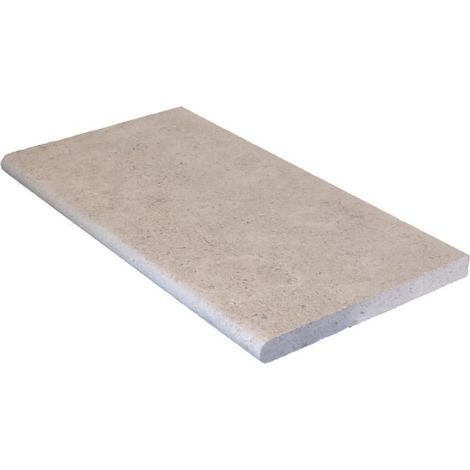 Margelle de piscine pierre naturelle Sinaï Beige Sablée Brossée 60x30x3 cm Bord 1/2 Rond - À l'unité - Ti'ma Stone (1/3)