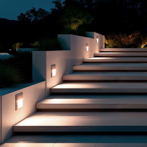 Baliza Exterior LED Superficie Pared Cuadrado Edulis 2700K Blanco Blanco Cálido (1/4)