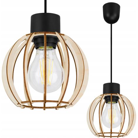 LÁMPARA DE TECHO COLGANTE LED MODERNA DE MADERA (1/5)