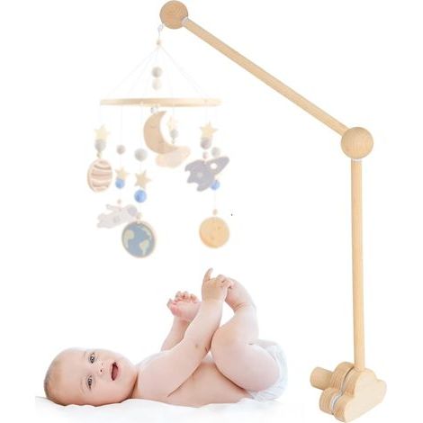 Mobile-Ständer aus Holz, drehbarer Arm, Wolkenfuß, geeignet für Kinderbetten und Wickeltische (1/5)