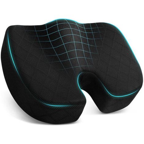 Coussin Orthopédique et Ergonomique - Coussin Coccyx à Mémoire de Forme pour Chaise de Bureau, Voiture, Chaise Roulante, Fauteuil,noir (1/5)